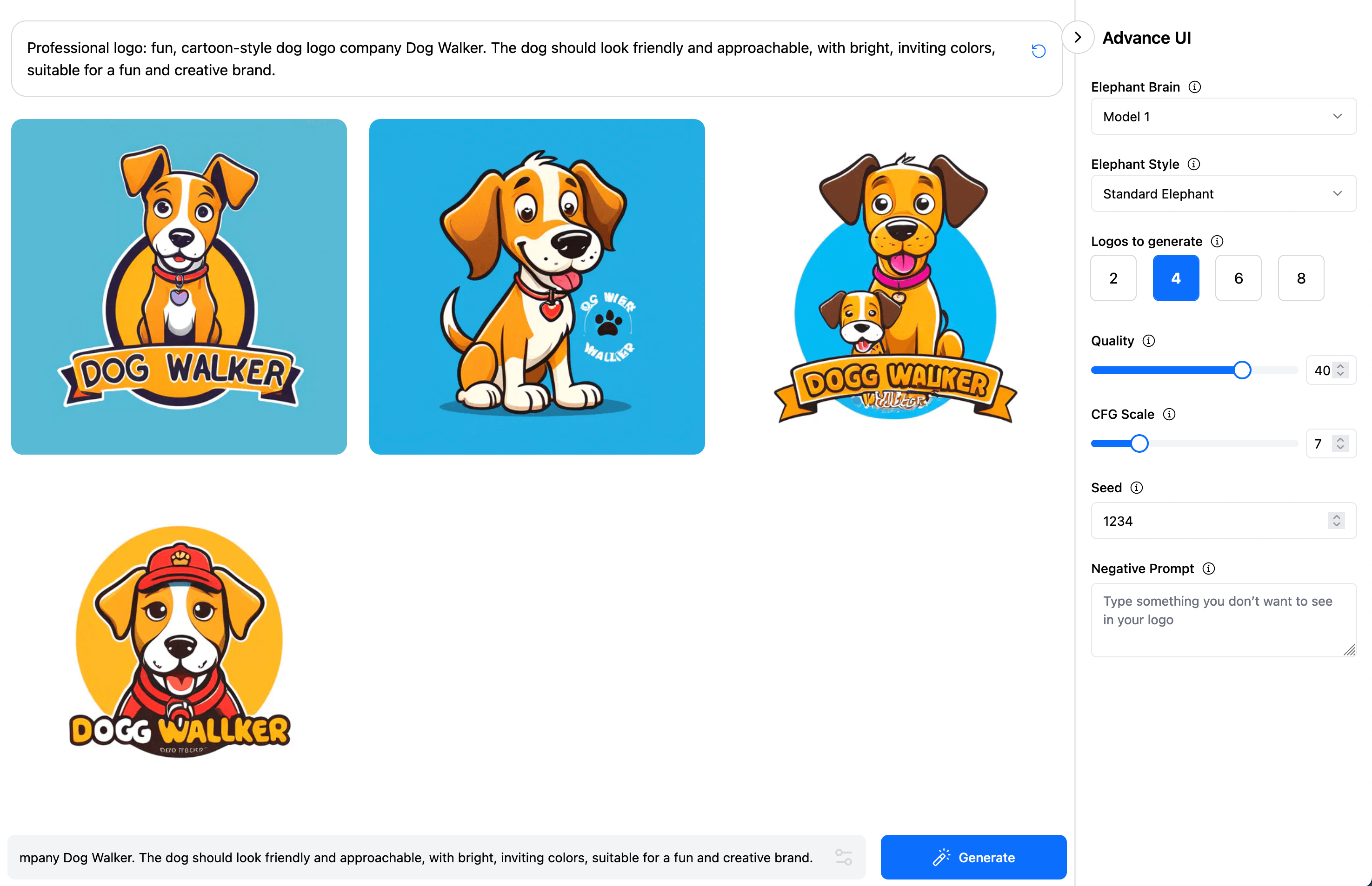 HidingElephant ai logo design tool dog concept