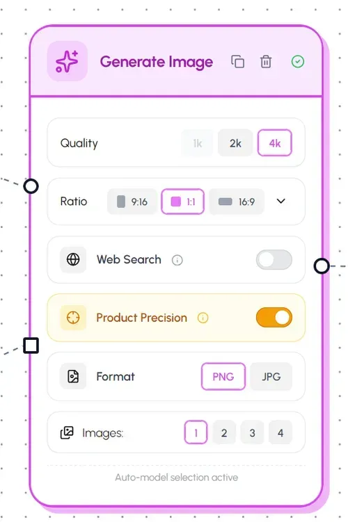 Generate image nodes connected in a Hiding Elephant workflow