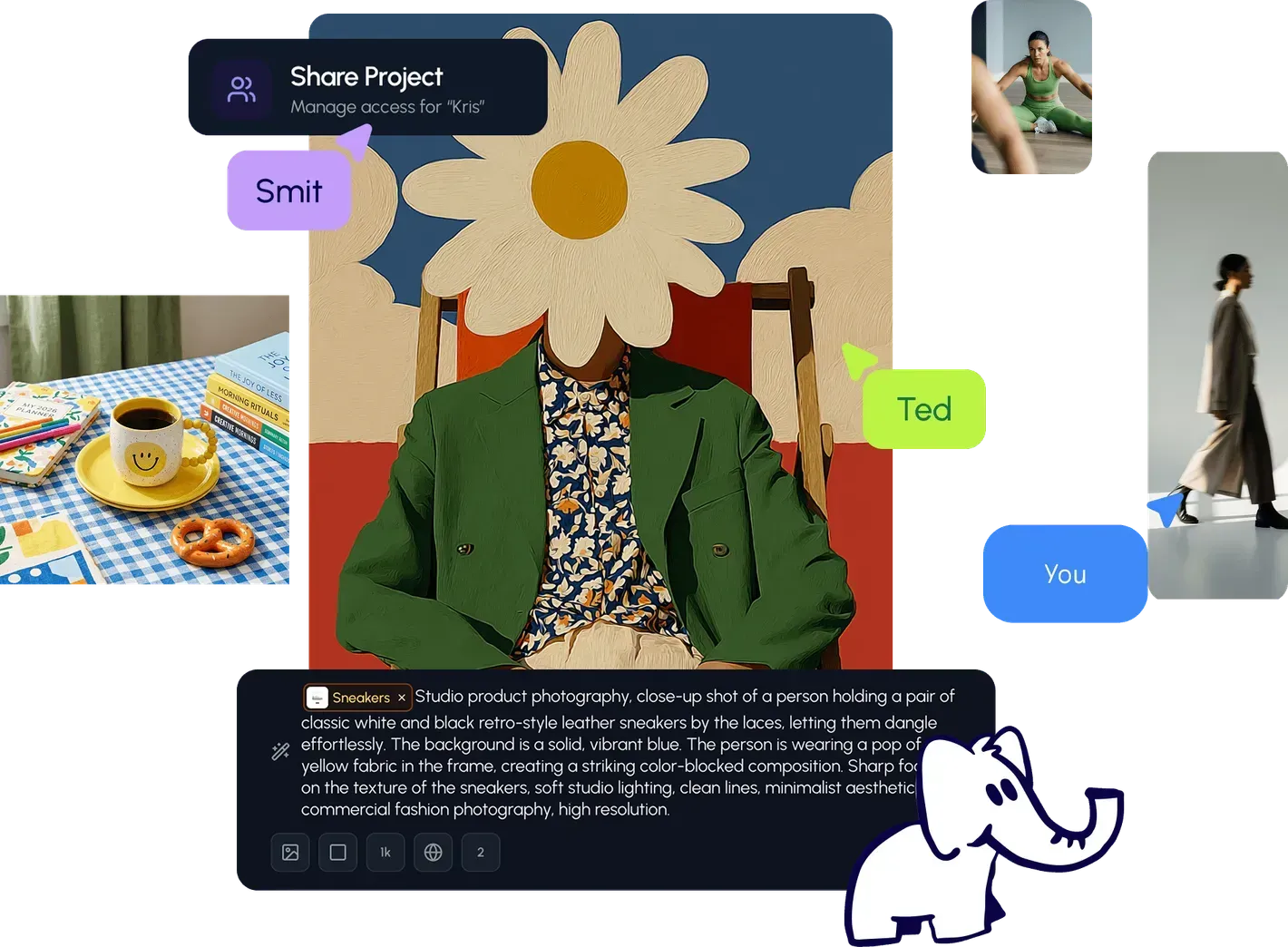 Live collaboration view across a shared creative workspace