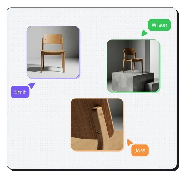 Multiple teammates working live on the same product designs