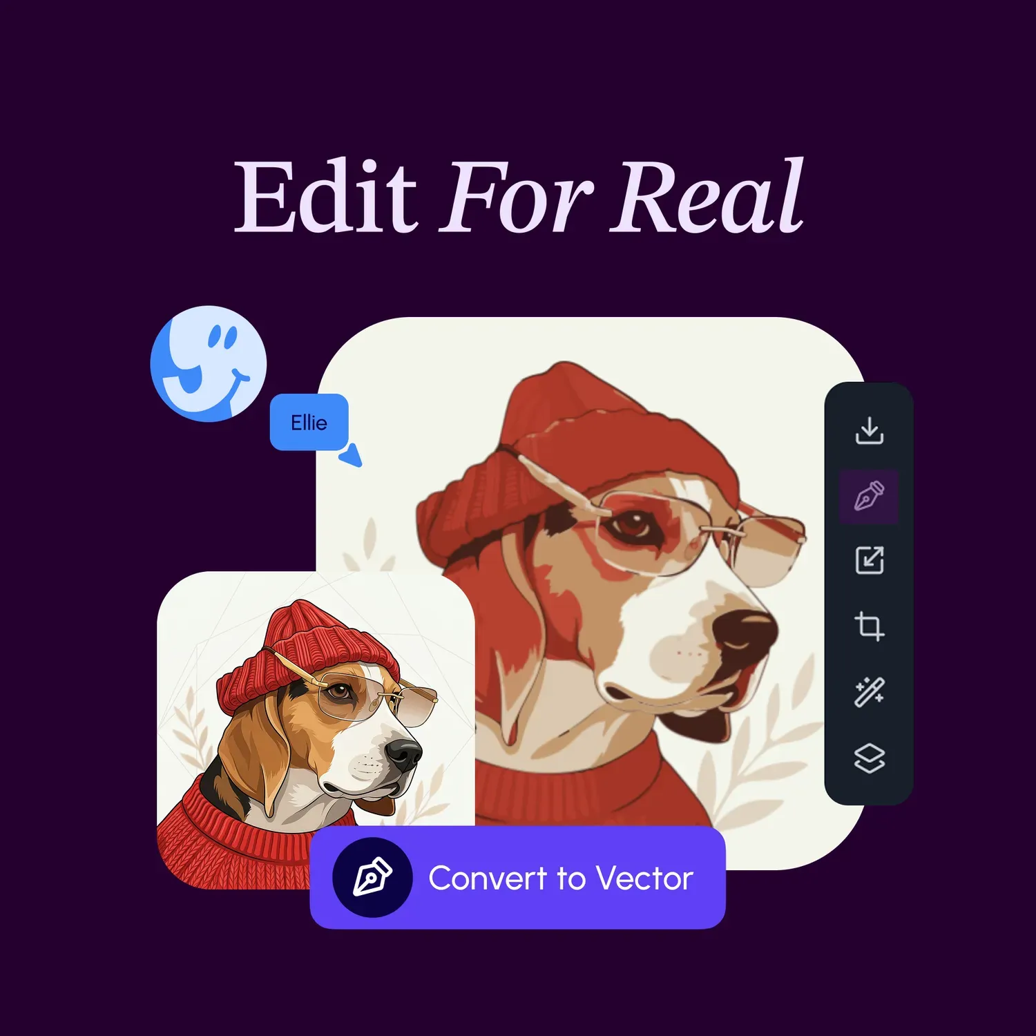 Vector editing flow for turning generated artwork into scalable design assets
