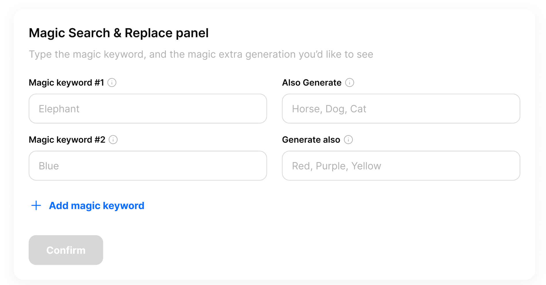 Magic Prompt generating multiple logo combinations in Hiding Elephant