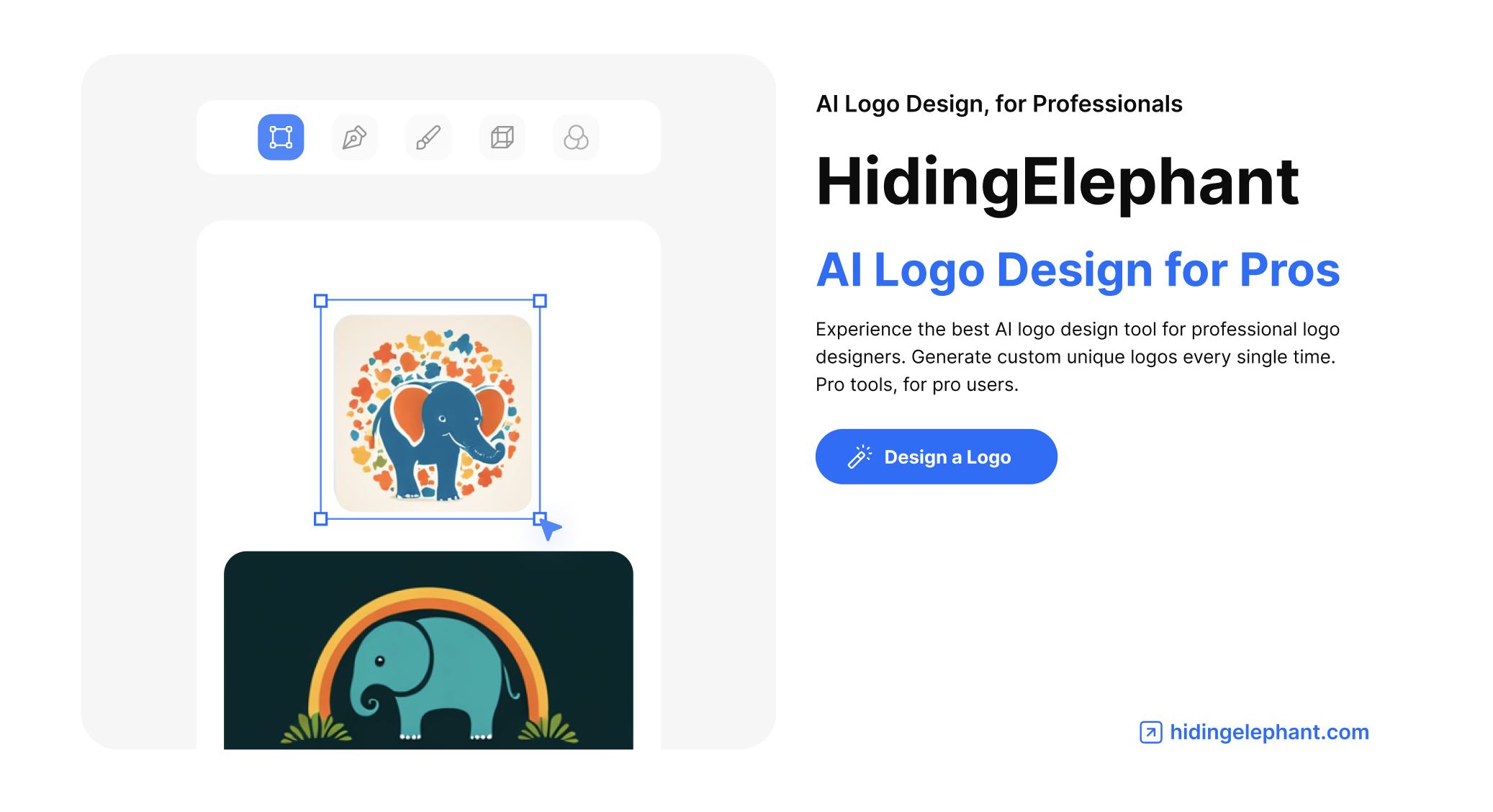 Hiding Elephant logo design results ready for professional use