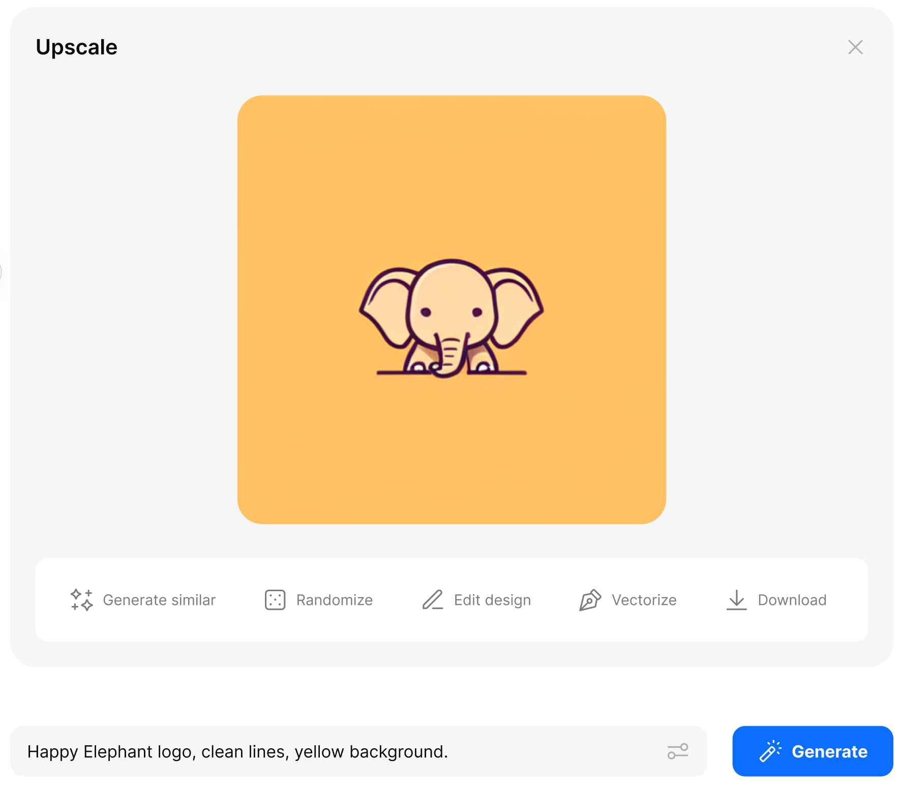 Hiding Elephant interface highlighting logo exploration for designers