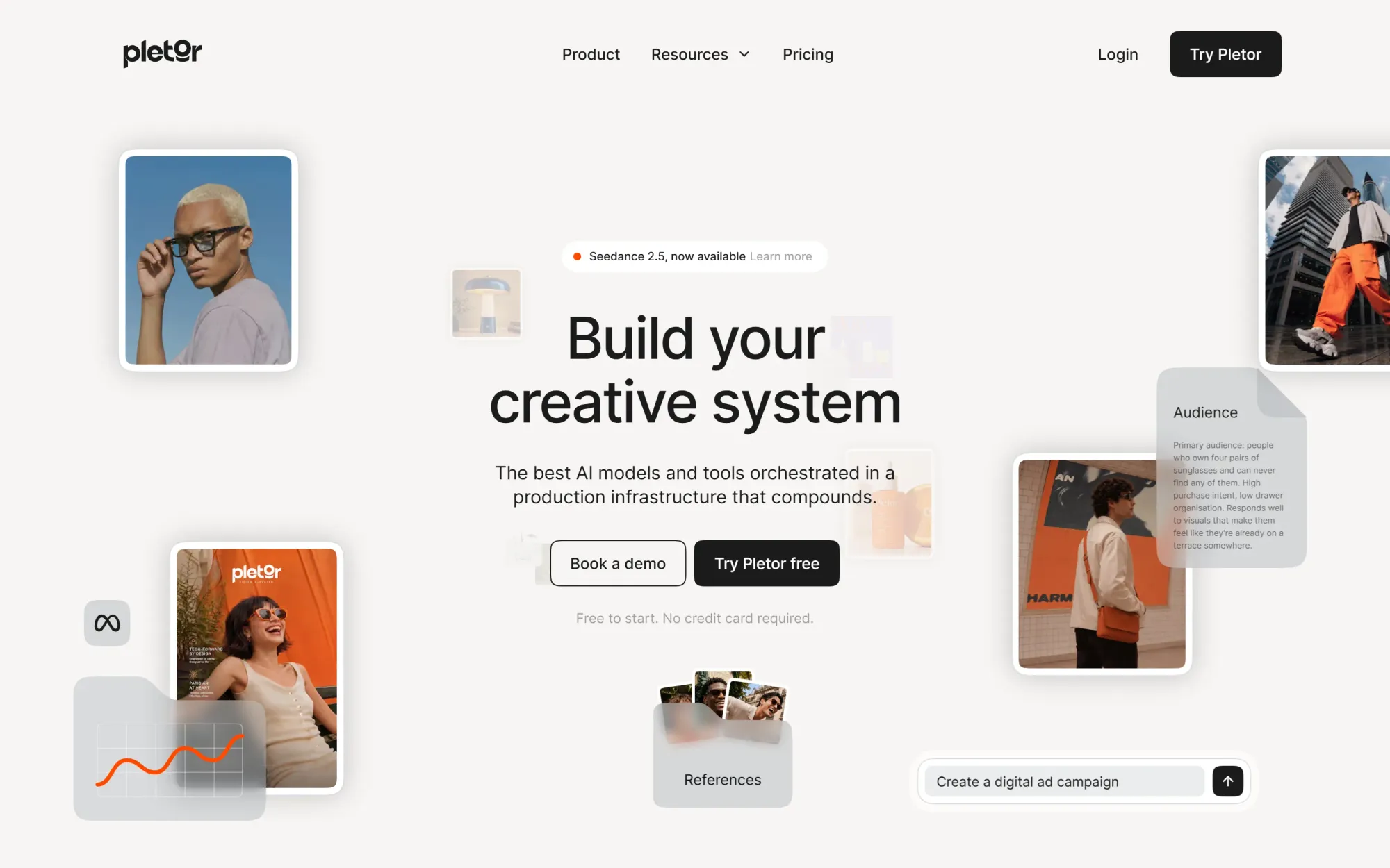 Pletor homepage for AI creative infrastructure