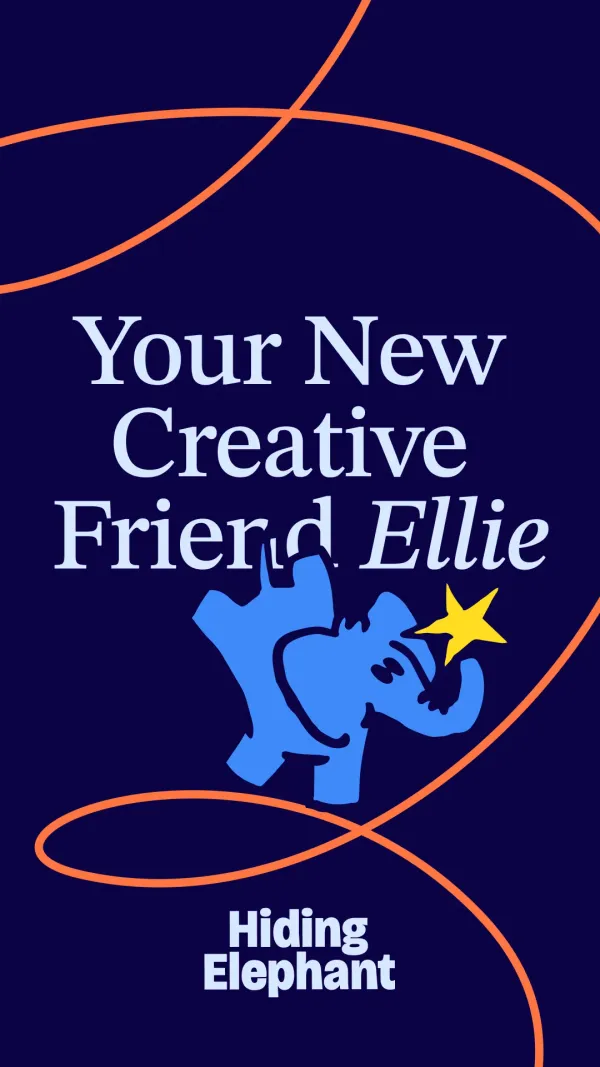 Ellie, the Hiding Elephant creative assistant mascot